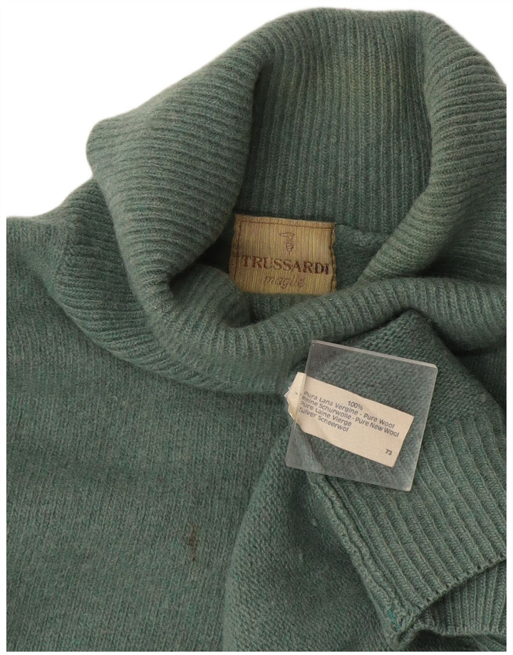 Pulover Trussardi pentru bărbați cu gât rulat, lână verde medie