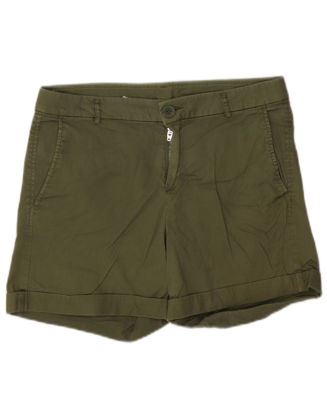 Pantaloni scurti chino pentru femei BENETTON UK 10 Small W30 Khaki Bumbac