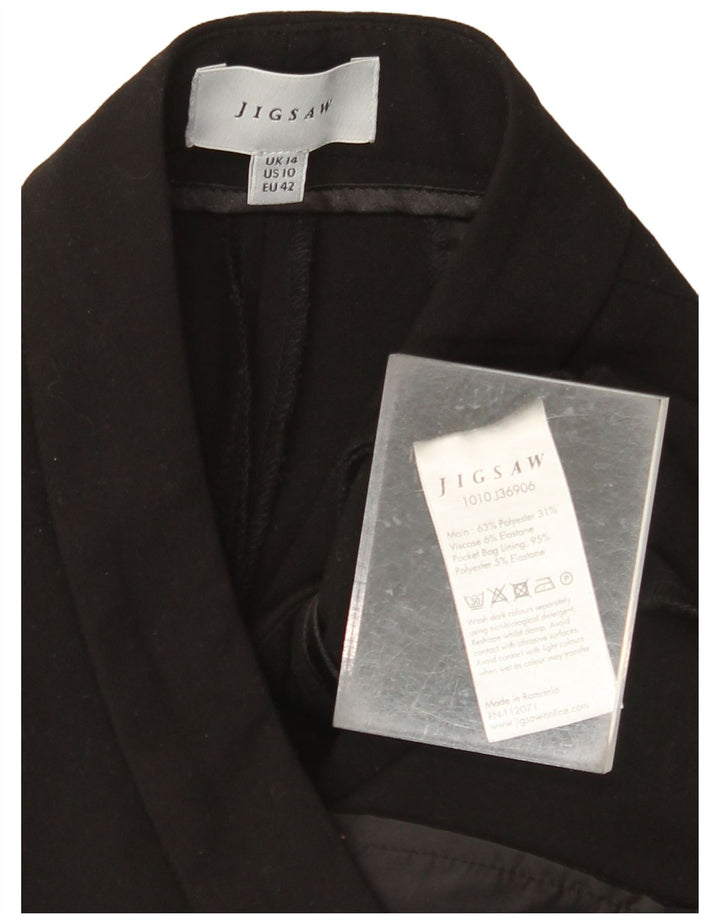 JIGSAW Pantaloni tăiați drept pentru femei UK 14 Large W34 L25 Negru