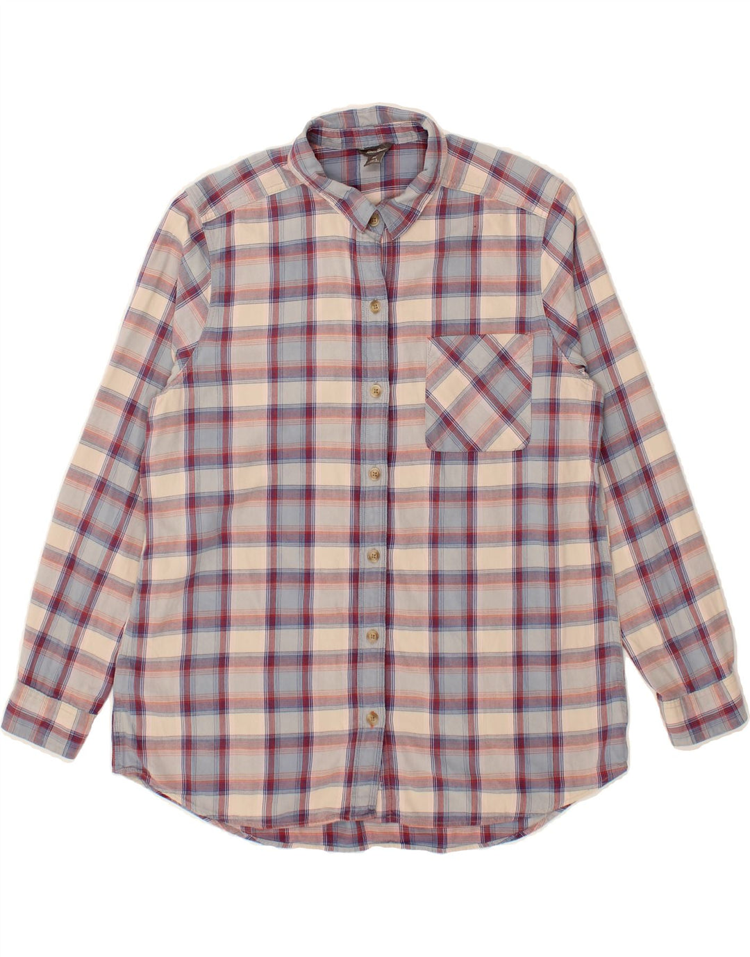 EDDIE BAUER Womens Shirt UK 16 Large Blue Check Cotton Vintage Eddie Bauer and Second-Hand Eddie Bauer from Messina Hembry 