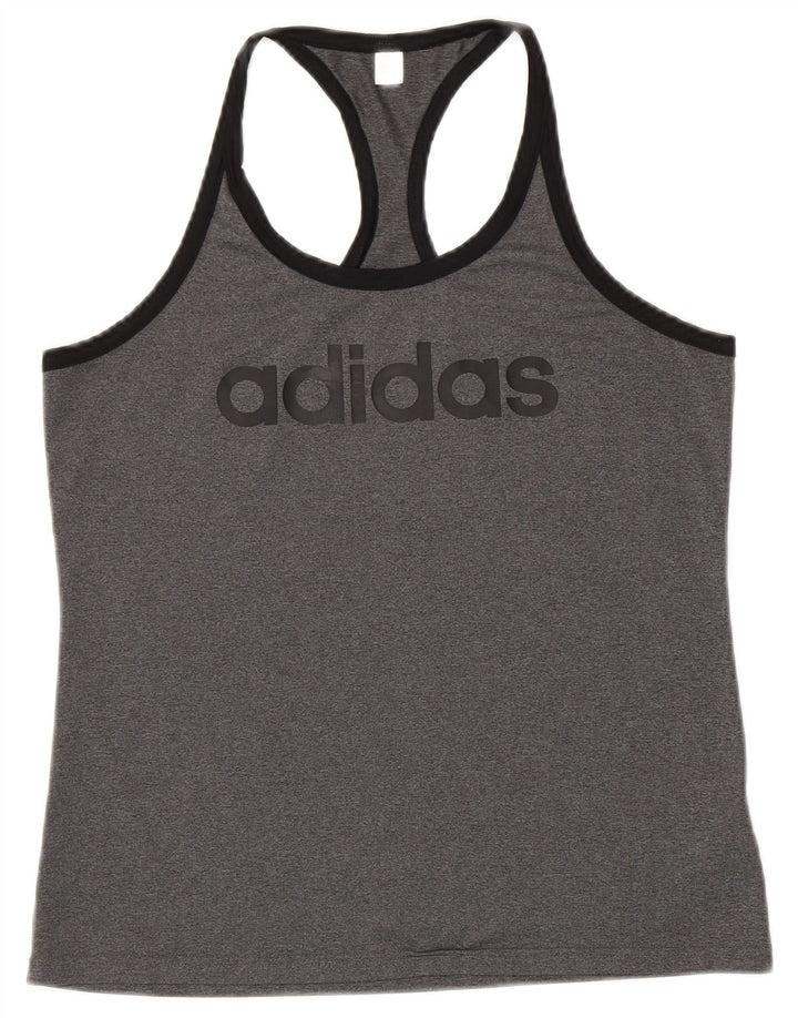 ADIDAS Climalite Graphic Vest Top pentru femei UK 12/14 Medium Gri Poliester