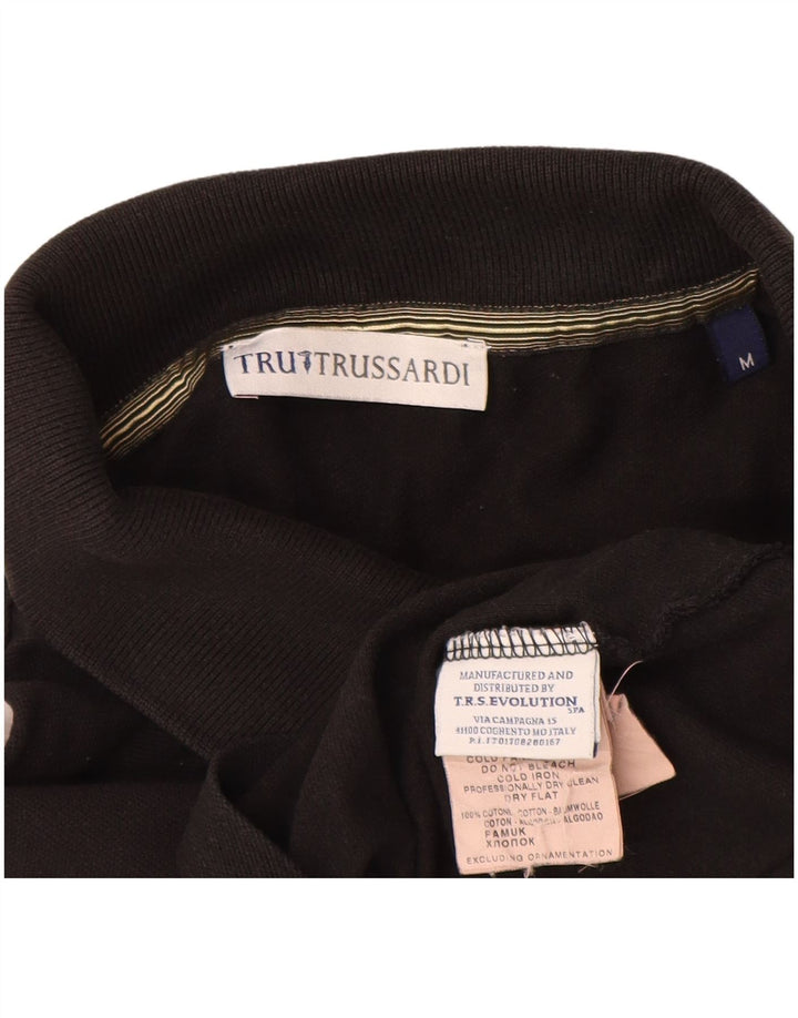 Tricou polo Trussardi pentru bărbați, bumbac mediu negru