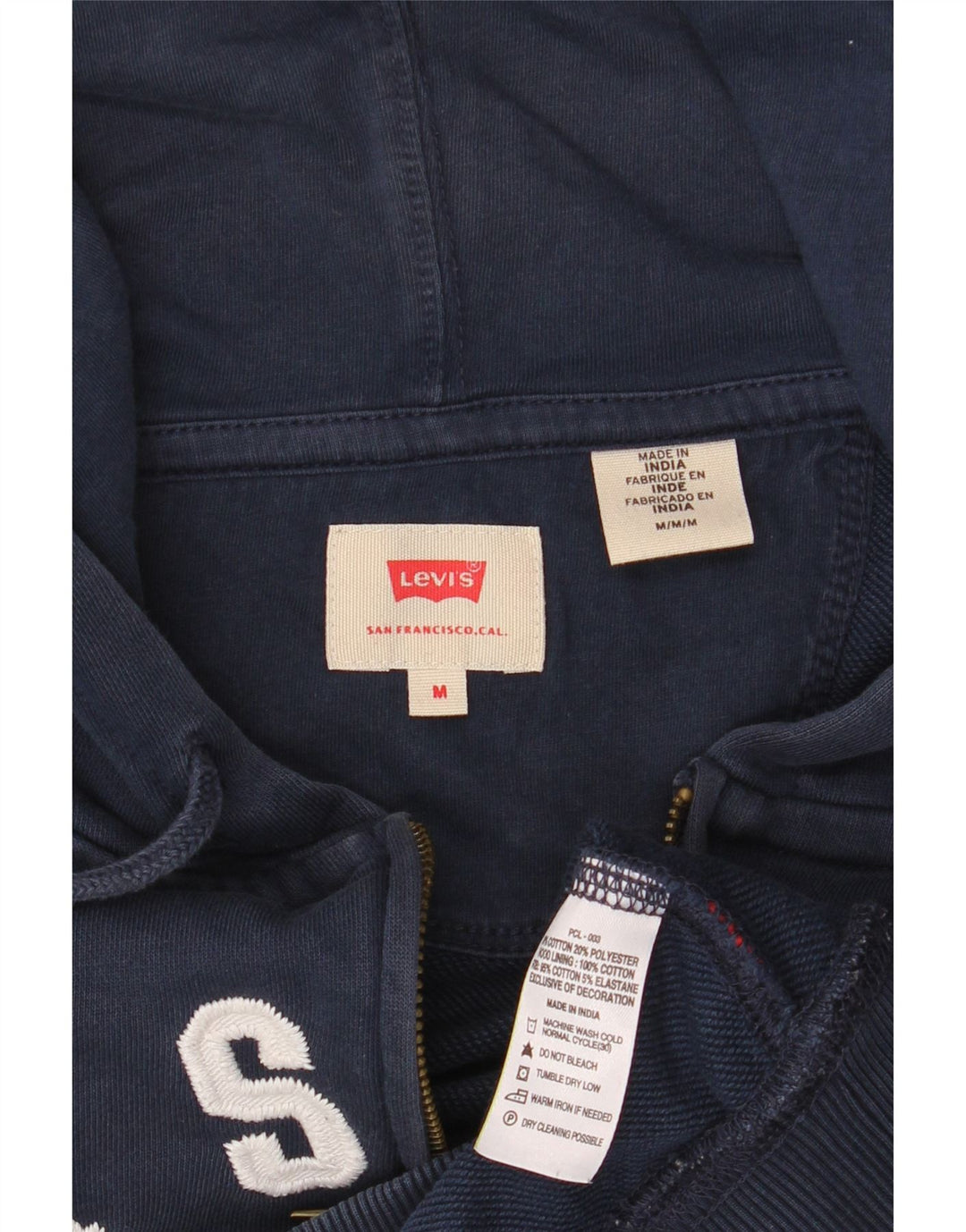 Pulover LEVI'S pentru bărbați, cu fermoar grafic, bumbac, albastru, mediu