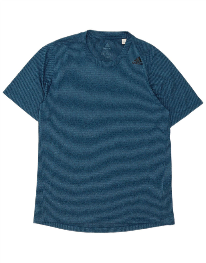 Tricou pentru bărbați Adidas Climalite Top mic, bleumarin, poliester cu dungi