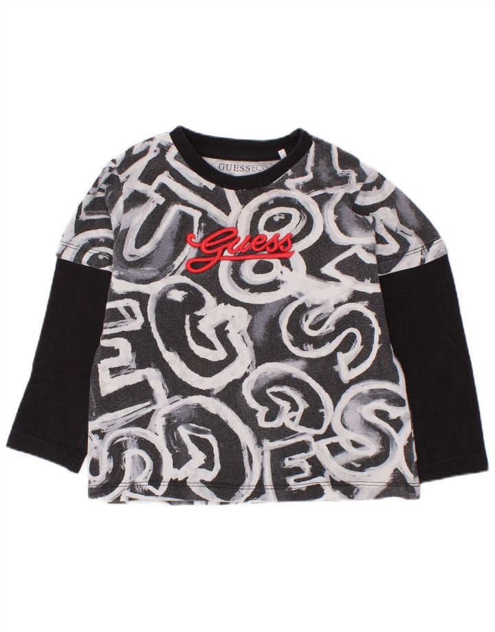 Top grafic Guess Baby Boys cu mânecă lungă 18-24 luni, negru