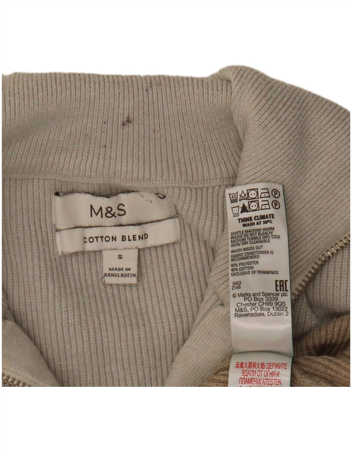 Pulover pentru femei Marks & Spencer, cu fermoar și gât, UK 10, mic, gri, bloc de culoare
