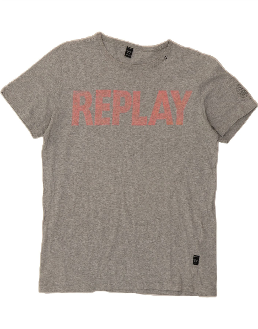 REPLAY Womens Graphic T-Shirt Top UK 16 Large Grey Vintage Replay and Second-Hand Replay from Messina Hembry 