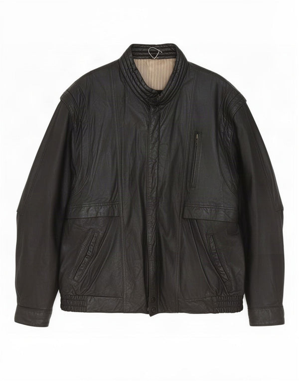 Jachetă de piele vintage pentru bărbați UK 40 Large Black