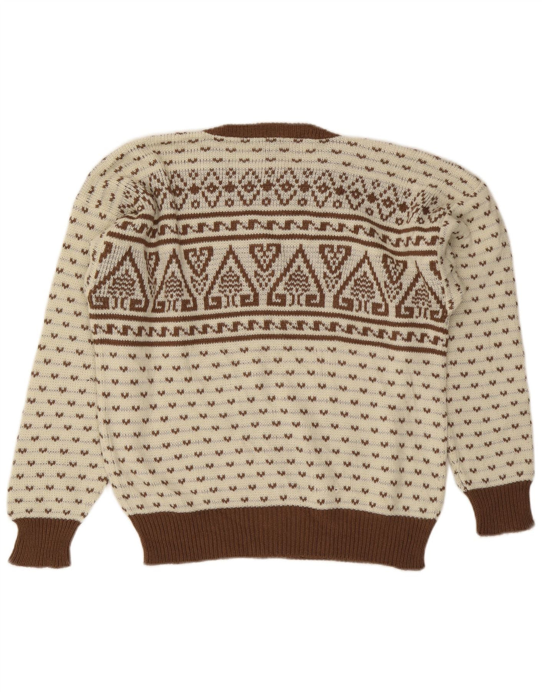 C & A Pulover pentru bărbați cu gât roșu IT 48/50 Medium Bej Fair Isle