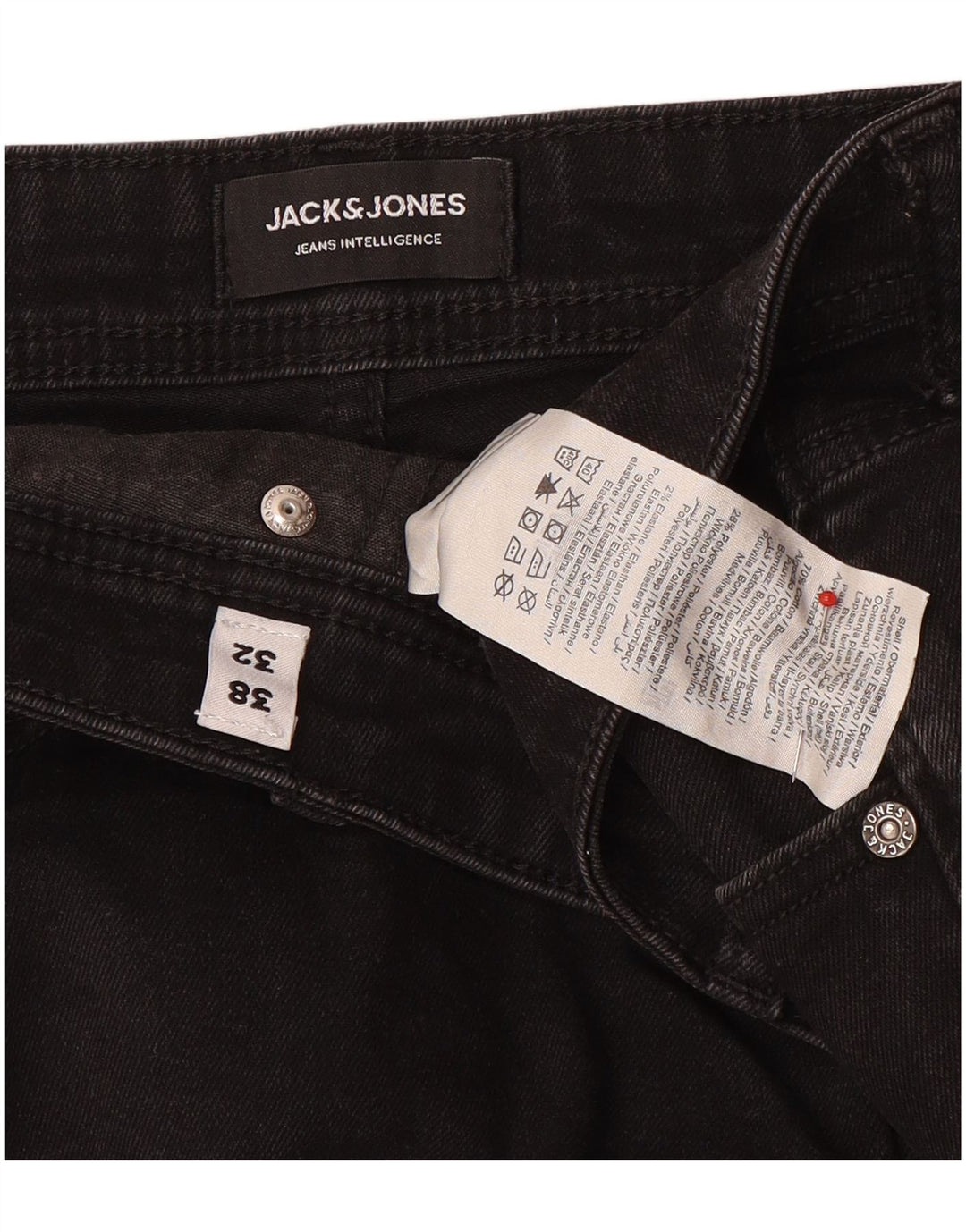 Blugi slim pentru bărbați Jack & Jones W38 L32 bumbac negru