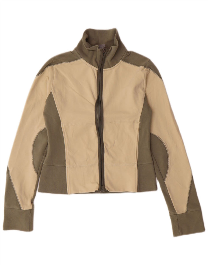 Jachetă de top pentru trening NIKE Crop pentru femei UK 8/10 Small Beige Colorblock