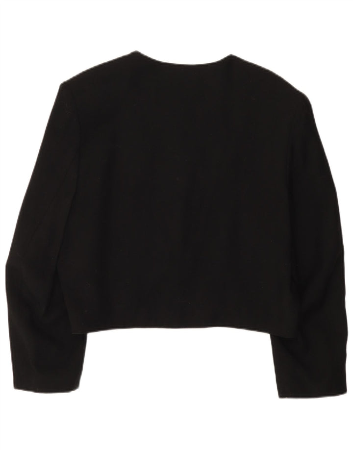 Cinnamon Jachetă pentru femei crop cu 4 nasturi și mâneci 3/4 EU 38 Negru mediu