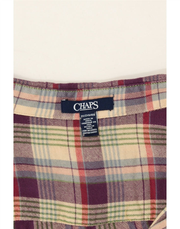 CHAPS Womens Oversized Pullover Flannel Shirt UK 20 2XL Beige Plaid Vintage Chaps and Second-Hand Chaps from Messina Hembry 