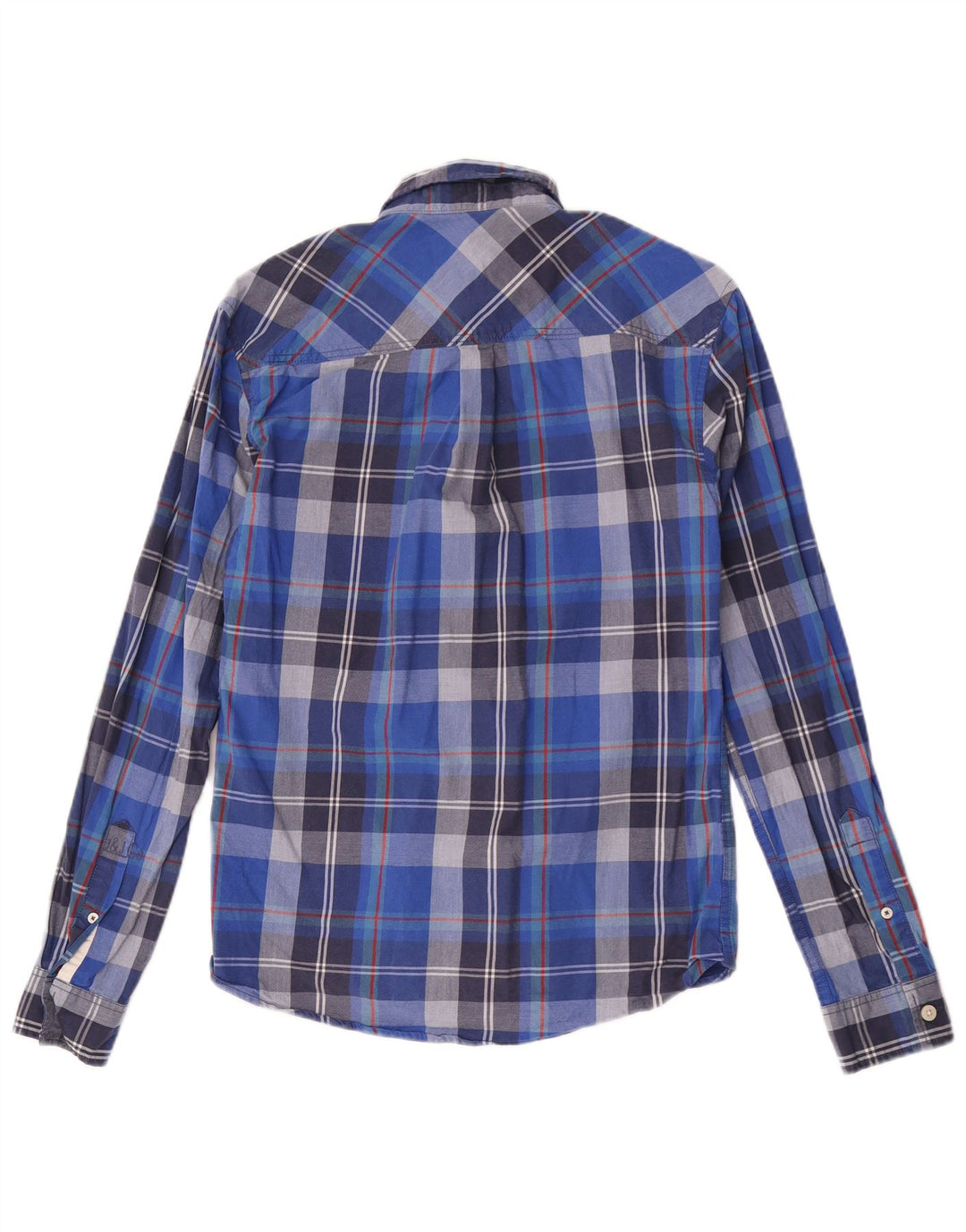 Cămașă de flanel pentru băieți Jack & Jones 11-12 ani, bumbac cu carouri albastre