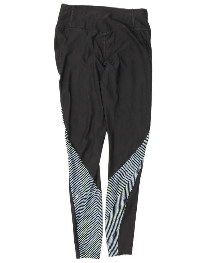 NIKE Womens Leggings UK 14 Medium  Black Striped Polyester