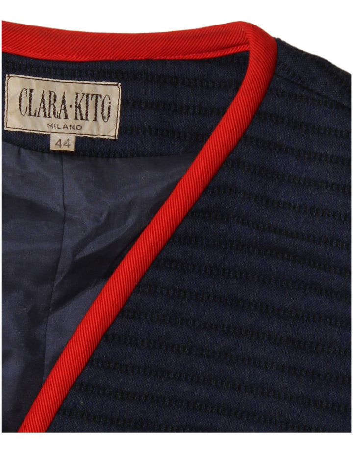 Jachetă pentru femei VINTAGE cu 3 nasturi IT 44 Medium Bleumarin cu dungi