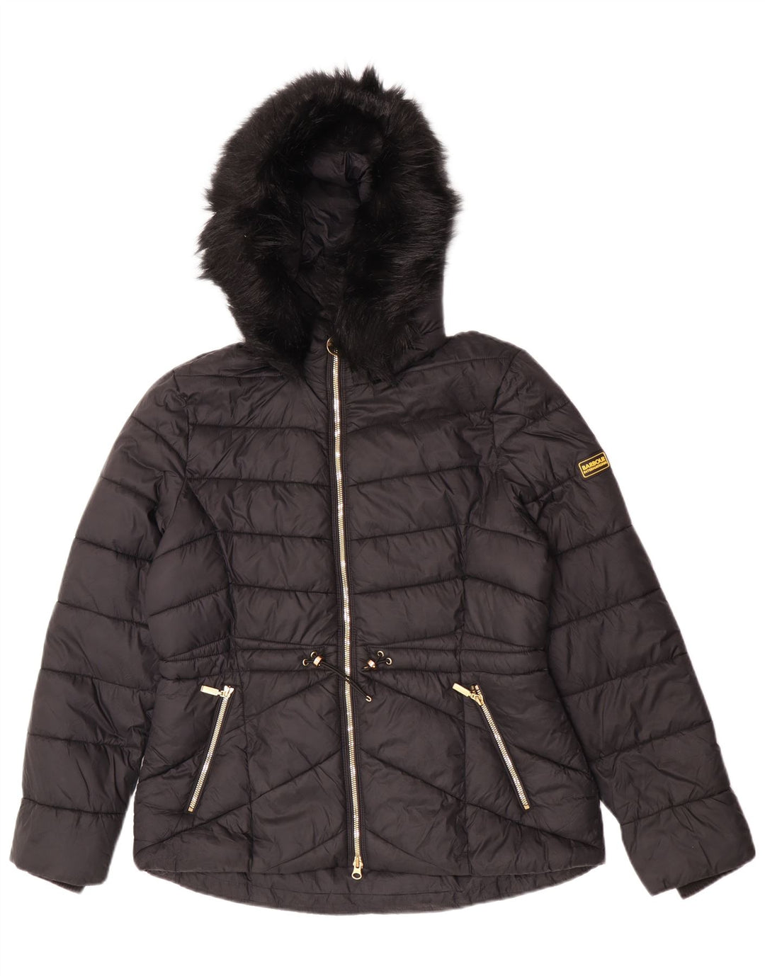 Jachetă căptușită cu glugă Barbour pentru femei UK 14 Poliamidă neagră mare