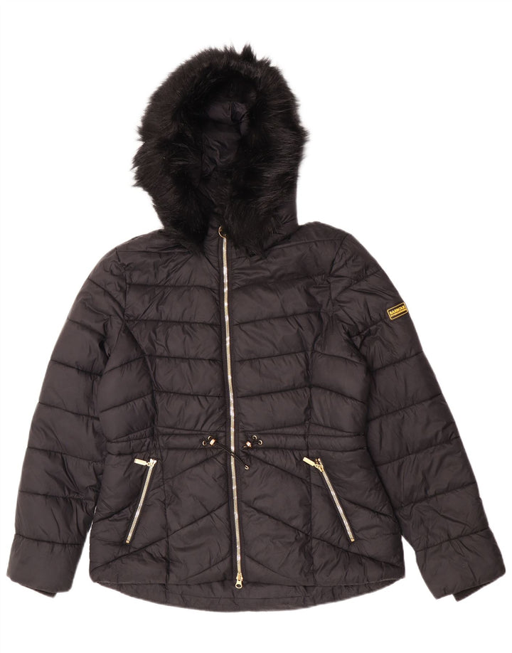 Jachetă căptușită cu glugă Barbour pentru femei UK 14 Poliamidă neagră mare