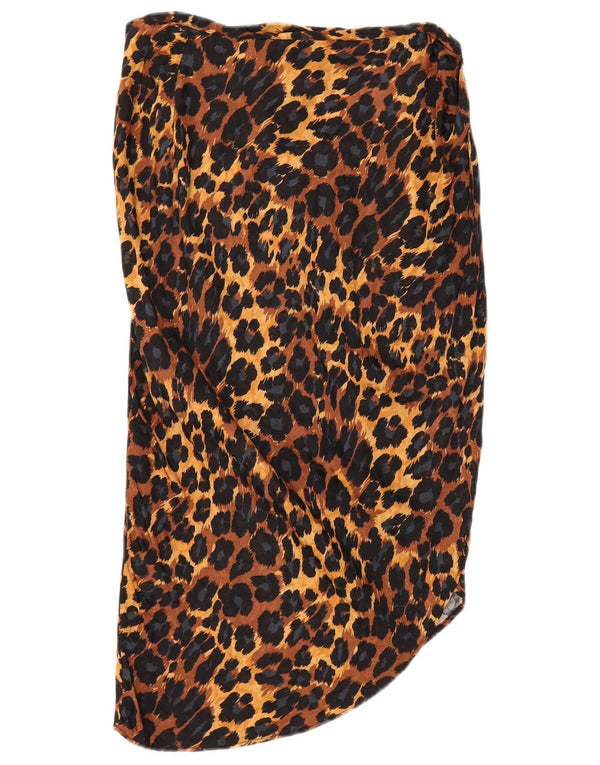 Fusta Asimetrică Femei Zara Medium W28 Maro Viscoză Animal Print