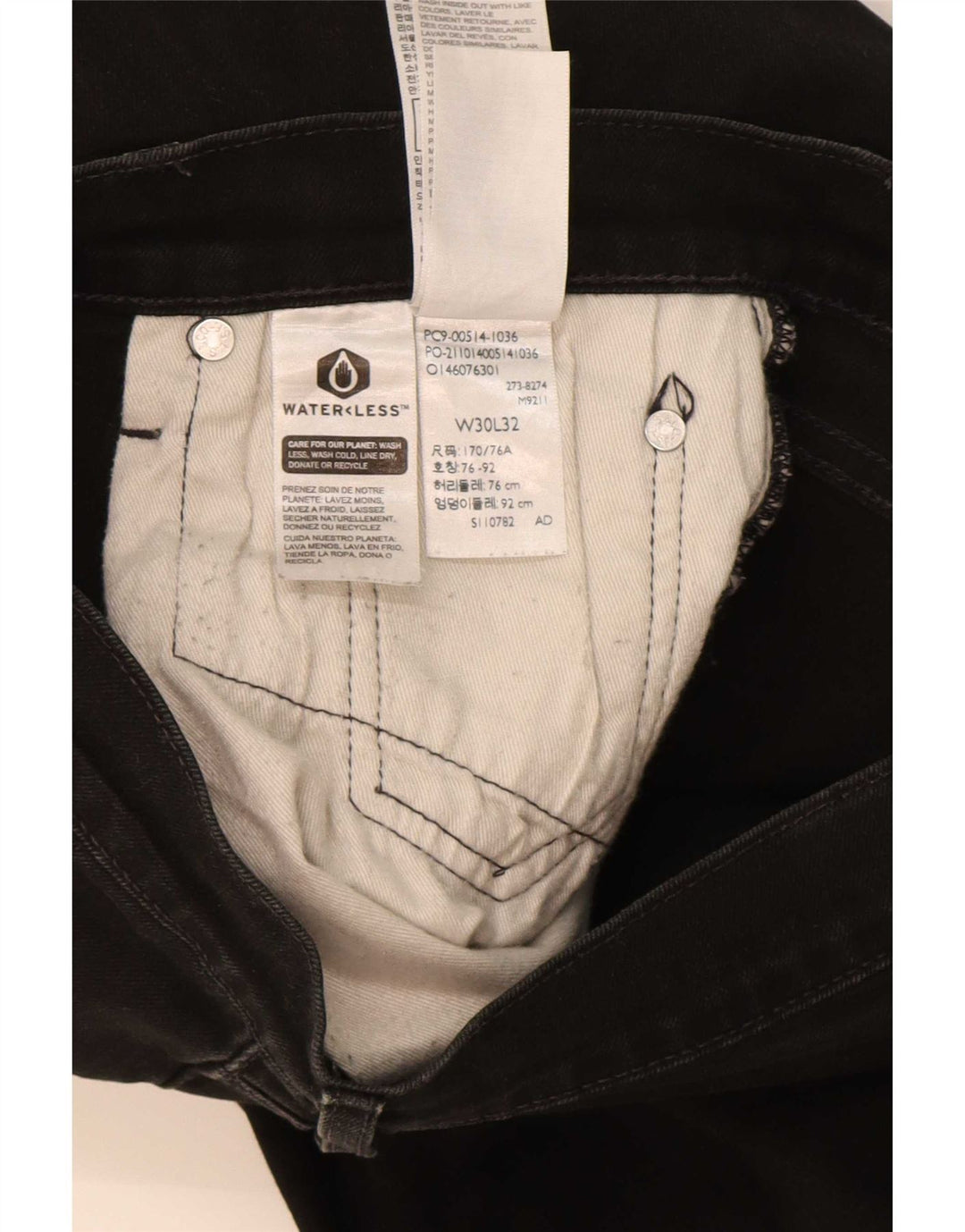 Blugi drepti pentru bărbați Levi's W30 L32 bumbac negru