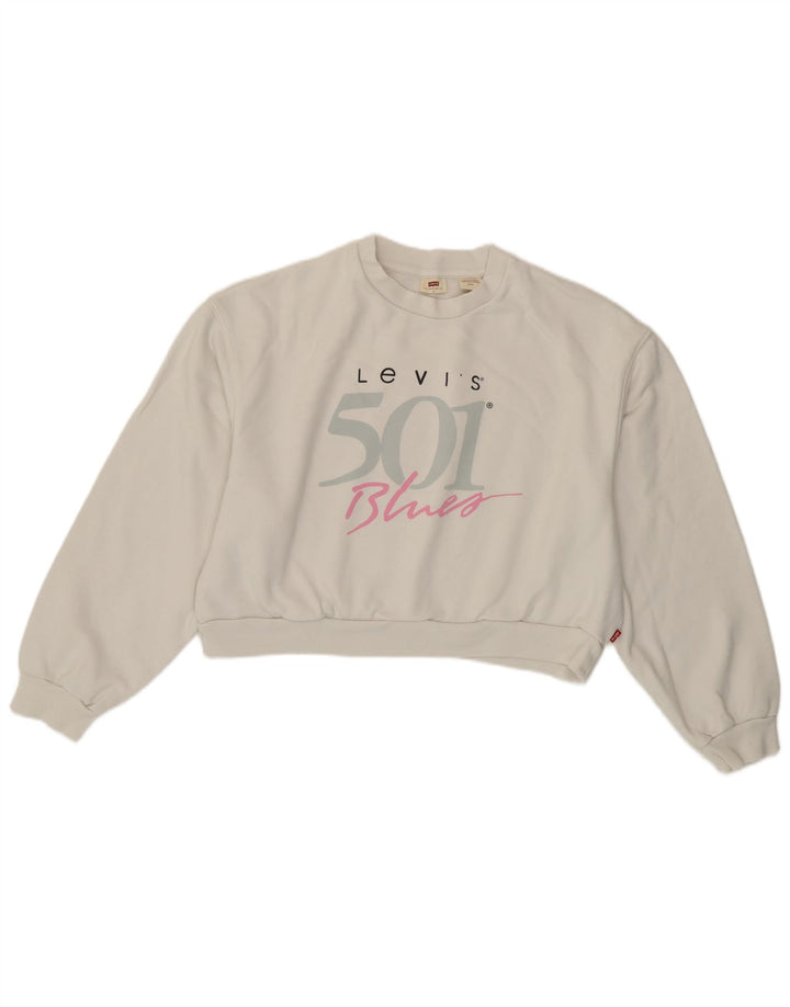 Pulover pentru femei Levi's Crop Graphic Oversized Sweat UK 10 Small White