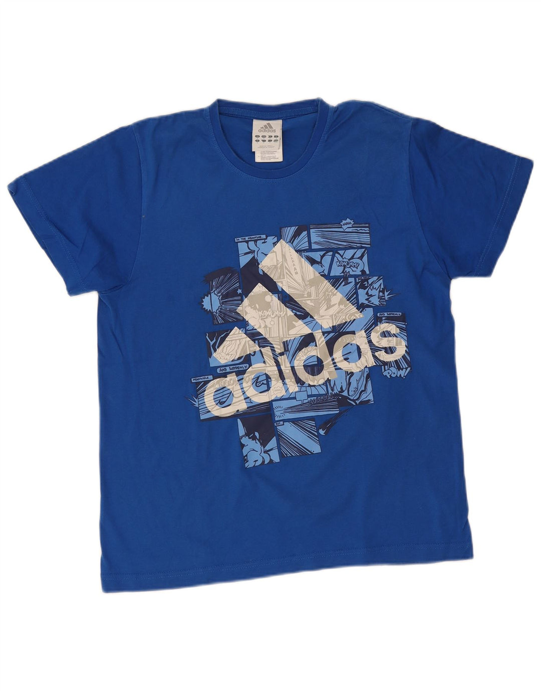 Tricou grafic pentru bărbați Adidas Top, bumbac albastru mediu