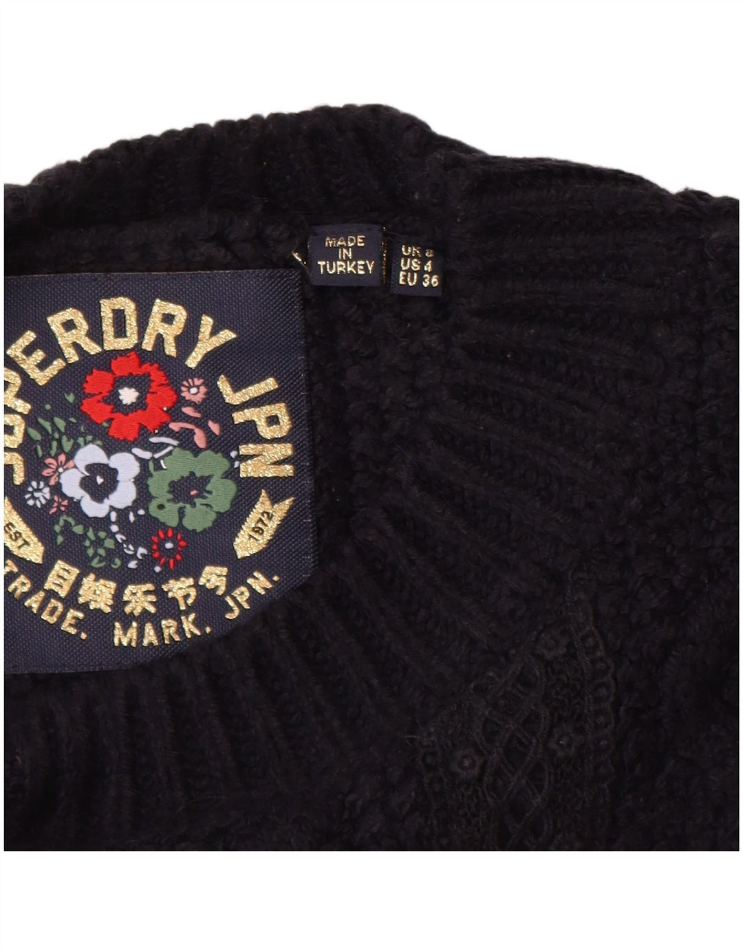 SUPERDRY Pulover supradimensionat cu gât de barcă pentru femei UK 8 Mic bleumarin