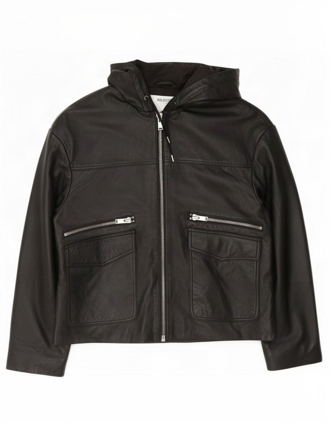 Selected Femme Jachetă de piele cu glugă pentru femei EU 38 Medium Black