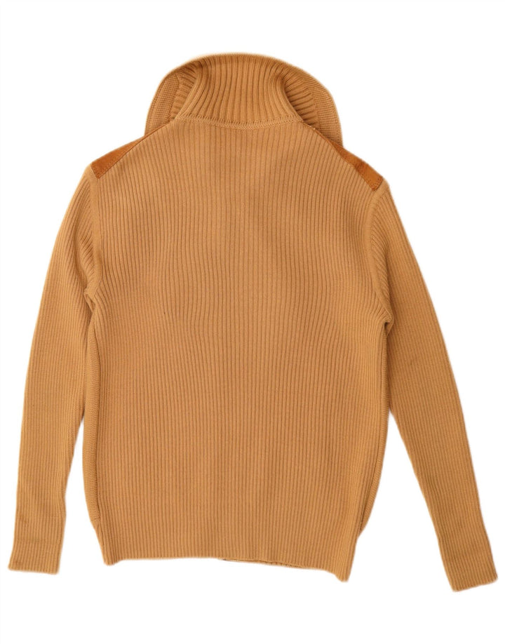 VINTAGE Pulover cardigan din piele intoarsa pentru femei UK 12 Medium Bej Colorblock