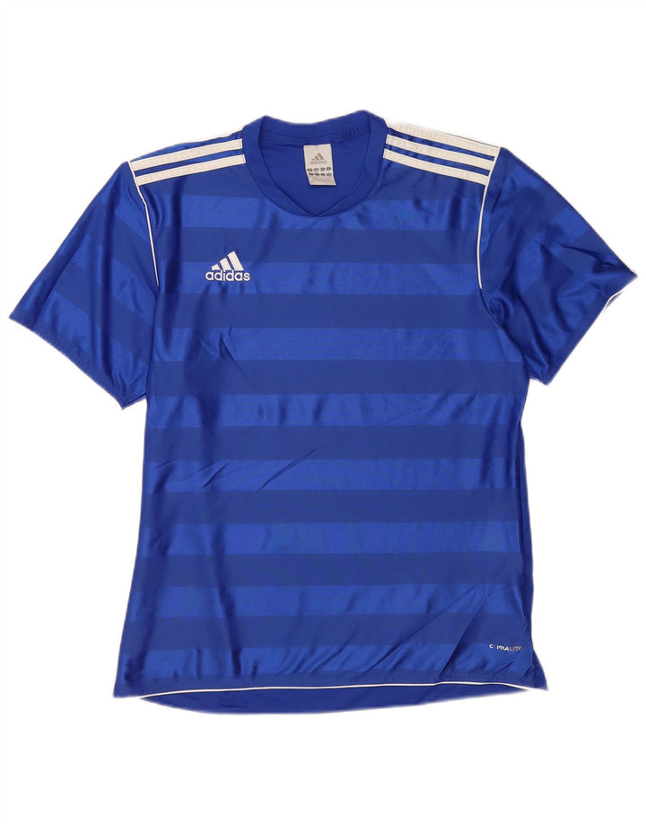 Tricou Adidas Climalite pentru bărbați Top Medium Blue Striped Poliester