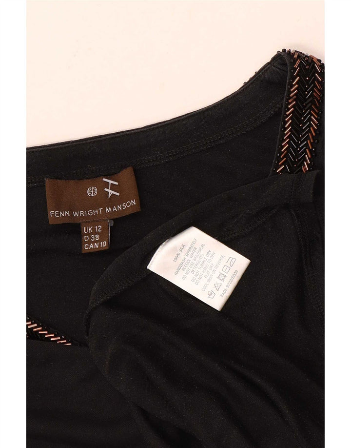 Fenn Wright Manson Top pentru femei cu mâneci 3/4 UK 12 Medium Black Silk