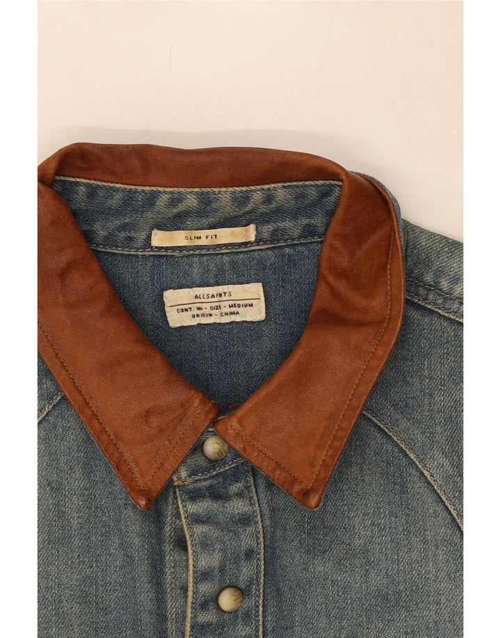 Cămașă din denim pentru bărbați All Saints, bumbac albastru mediu