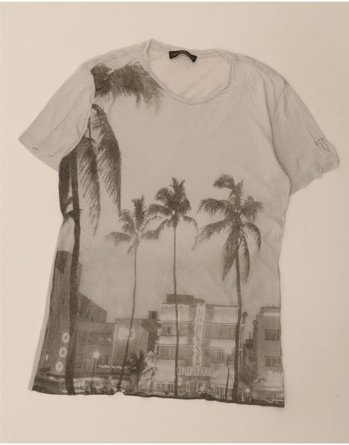 TRUSSARDI Tricou grafic pentru bărbați Top mic bumbac gri