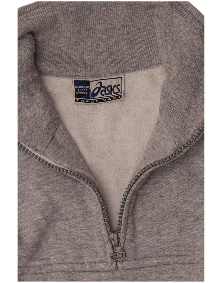 Hanorac Asics pentru bărbați, cu fermoar și gât, pulover mare, gri, bumbac