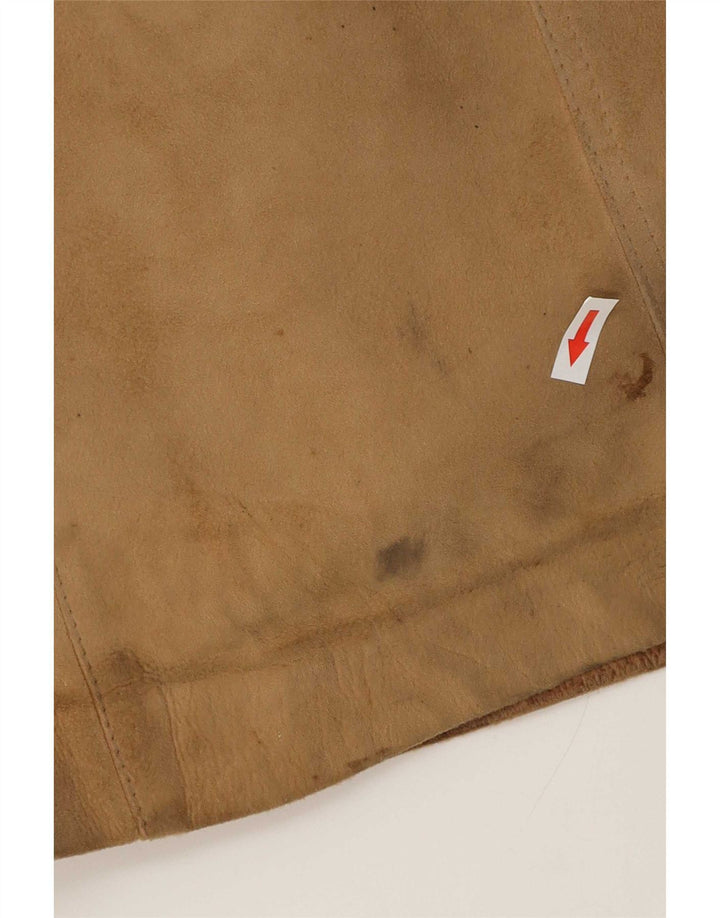 Palton din shearling vintage pentru femei UK 14 Medium Beige Piele