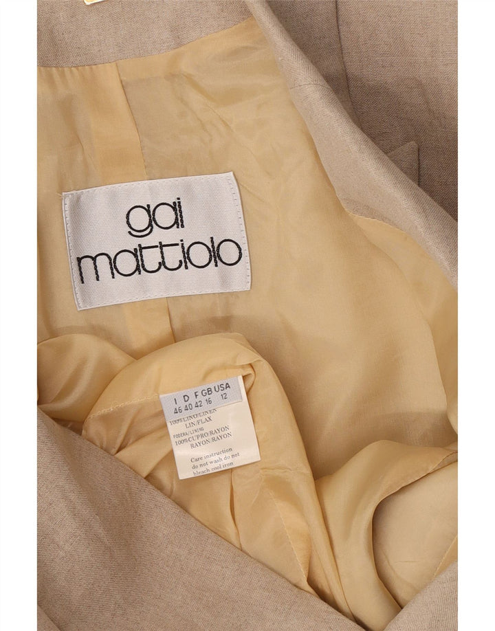 Gai Mattiolo Jachetă Blazer Femei 1 Buton UK 16 Mare Bej In