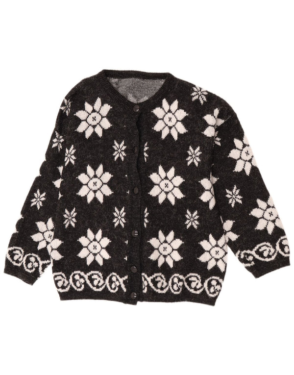 Pulover Cardigan Vintage pentru Damă UK 16 Mare Negru Floral