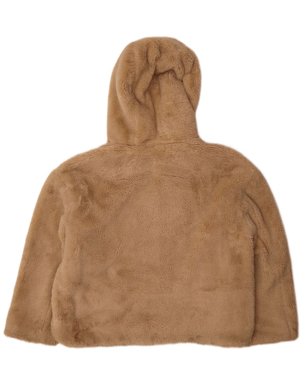 Jachetă bomber cu glugă pentru femei Teddy Bear Zara UK 14 Poliester mediu bej