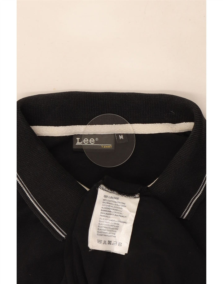 Tricou polo cu mânecă lungă pentru bărbați Lee, bumbac mediu negru