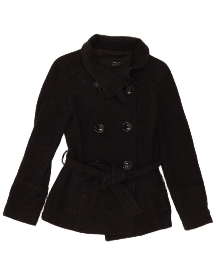 Zara Womens Pea Coat UK 10 Small Grey Wool