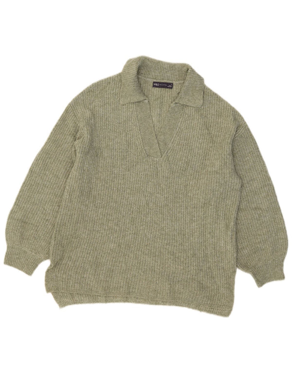 Marks & Spencer Pulover cu gât polo pentru femei UK 12 Medium Khaki Acrilic