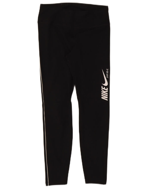 Leggings crop grafic Nike Dri Fit pentru femei UK 12 Poliester mediu negru