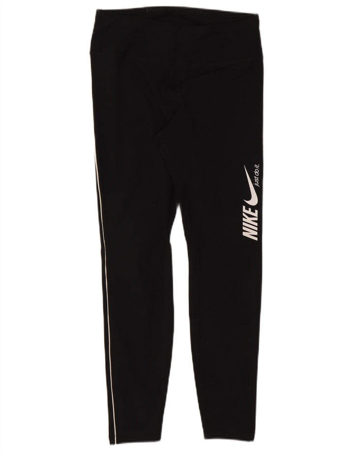 Leggings crop grafic Nike Dri Fit pentru femei UK 12 Poliester mediu negru