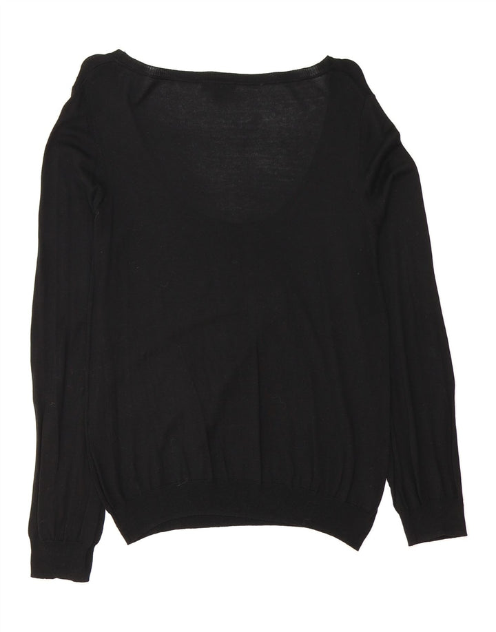 MASSIMO DUTTI Womens Boat Neck Jumper Sweater UK 12 Medium Black Vintage Massimo Dutti and Second-Hand Massimo Dutti from Messina Hembry 