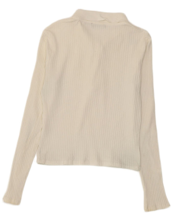 Cămașă polo cu mânecă lungă pentru femei Zara UK 14 Large White
