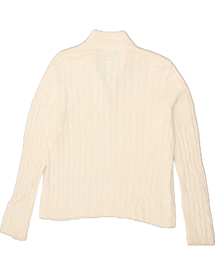 CHAPS Womens Zip Neck Jumper Sweater UK 16 Large White Cotton | Vintage Chaps | Thrift | Second-Hand Chaps | Used Clothing | Messina Hembry 