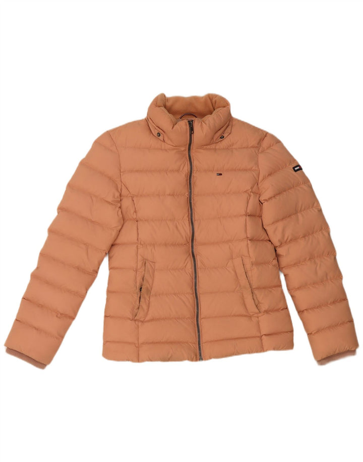 TOMMY HILFIGER Womens Padded Jacket UK 14 Medium Orange Polyester Winter