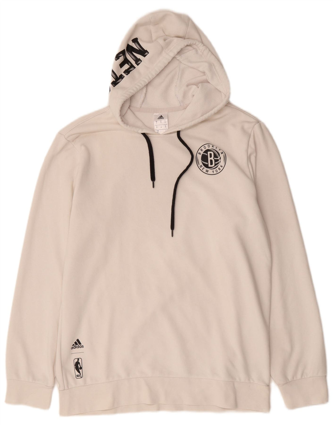 Pulover Adidas pentru bărbați Brooklyn Nets Graphic Hoodie, bumbac alb mediu