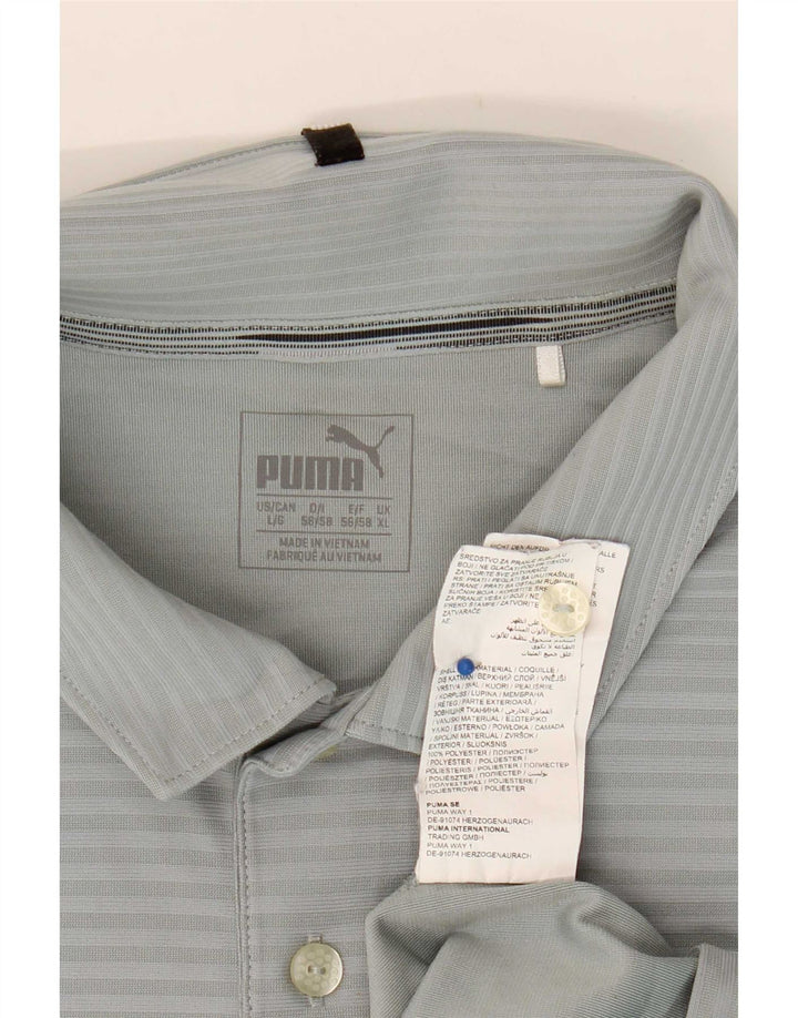 Tricou polo pentru bărbați Puma XL, gri poliester cu dungi