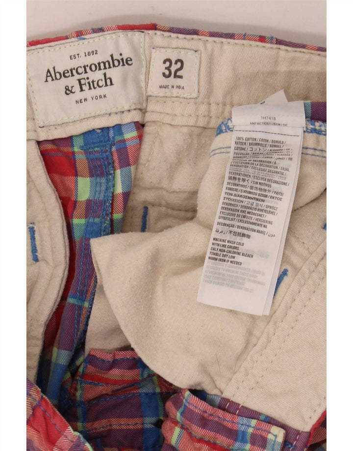 Pantaloni scurți chino pentru bărbați Abercrombie & Fitch W32, bumbac cu carouri multicolore medii